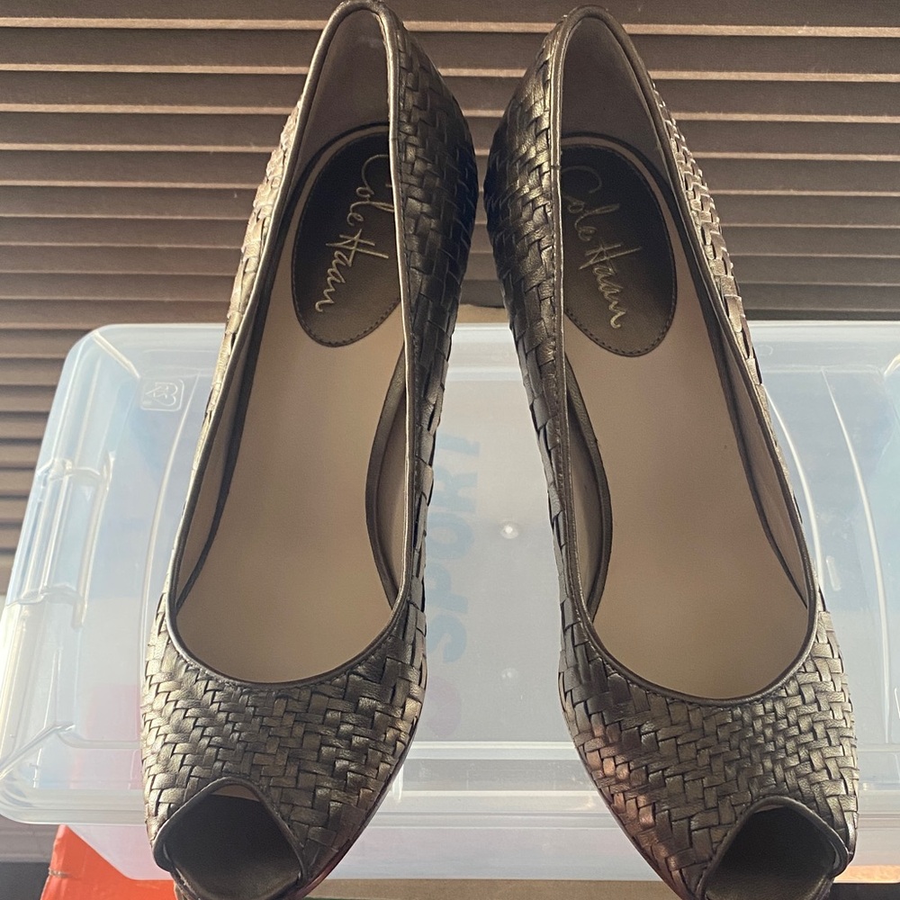 Used Cole Haan Women's Peep Toe Heels - Dark Gold